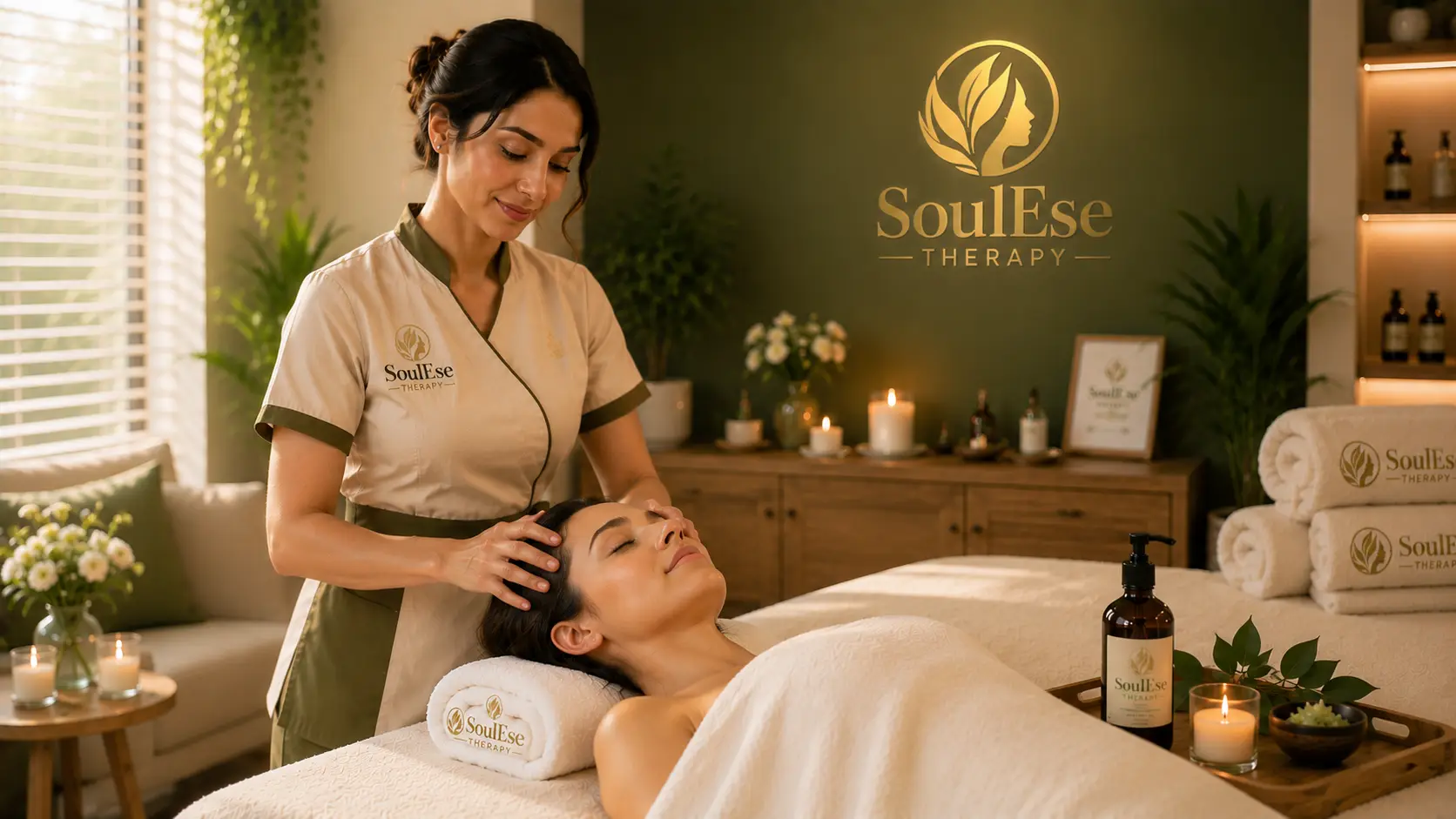 Relaxing head massage treatment