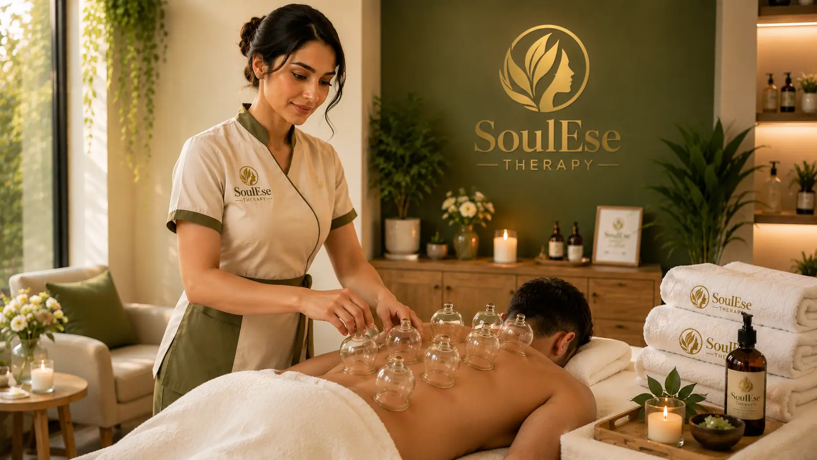 Hijama cupping therapy session at SoulEse Therapy
